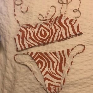 Blackbough bikini set size L orange zebra print
